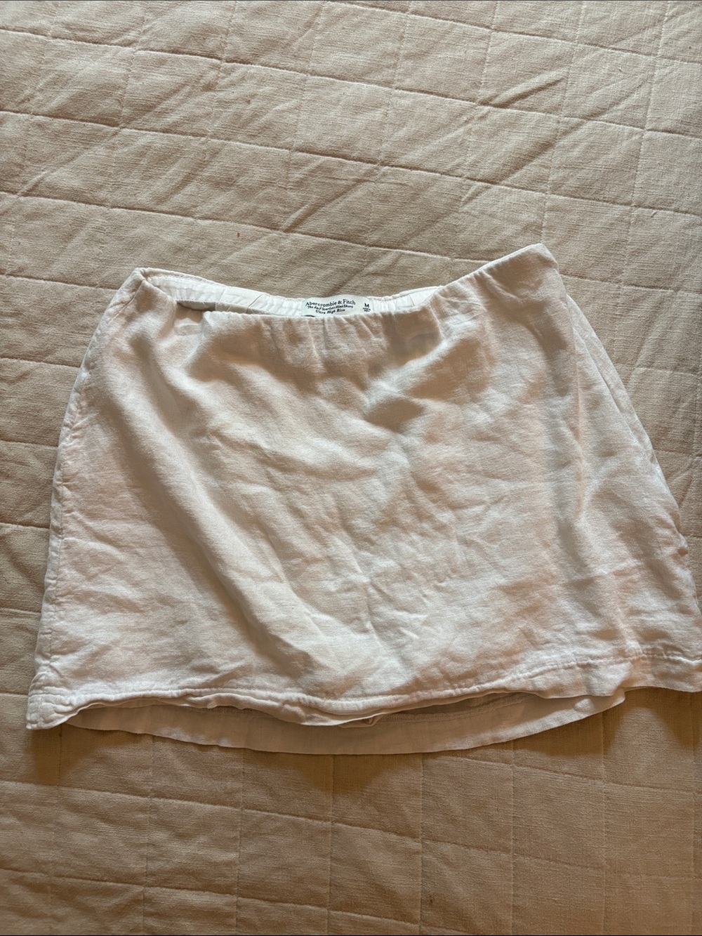 Abercrombie & Fitch Linen Blend Mini Skirt in Light Cream